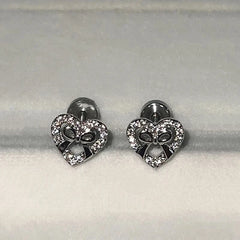Lunivop Gothic Cute Dream Fairy Silver Color Bowknot Heart Stud Earrings For Egirl Y2K EMO 2000s Harajuku Goth Sweet Jewelry Accessories