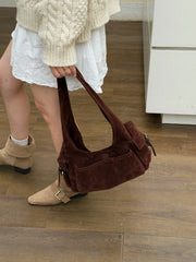 Lunivop Retro Suede Shoulder Commuter Miscellaneous Handheld Bags New Korean Multi Pocket Underarm Bag