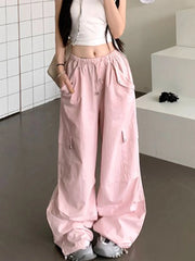 Lunivop Y2K Pink Cargo Pant Women Loose Hip Hop High Waist Streetwear Trousers American Vintage Oversize Pockets Paratrooper Pants