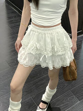 Lunivop Cute Bow White Skirts Women Sweet High Waist Lace Patchwork Mini Skirt Korean Fashion Preppy Style Lady Elegant Cake Skirts