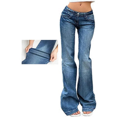 Lunivop Y2K Vintage Flare Jeans for Women Sexy Low Rise Slim Fit Stretch Washed Denim Pants Harajuku Streetwear Wide Leg Jean Trousers