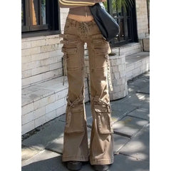 Lunivop Women's Khaki Baggy Y2k Jeans Harajuku Denim Trousers Vintage Streetwear Japanese 2000s Style Oversize Jean Pants Trashy Clothes