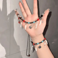 Lunivop New Punk Vintage Wolf Tooth Pendant Necklace for Men Women Leather Beaded Weaved Ethnic Style Jewelry Gifts