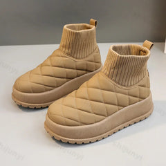 Lunivop Warm Ankle Boots Winter Women's Fashion Plaid Warmth Plush Cotton Shoes New Waterproof Down Cloth Short Barrel Snow Boots