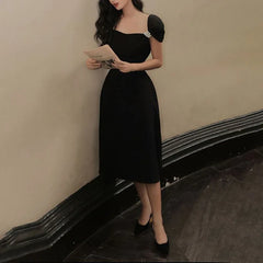 Lunivop Fashion Women Dress Sleeveless Square Collar Solid Color Female Summer Party Dresses New Tide