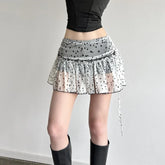 Lunivop Spicy Girl Star Print Side Straps Pleated Design Versatile A-line Short Skirt Japanese Y2k Anime Print Skirts Gothic