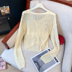 Lunivop Crochet Cardigan Women Multicolor Heart Button Front Long Sleeve Sheer Openwork Knit Top Jacket Teen-girl Boho Vacation Outfit