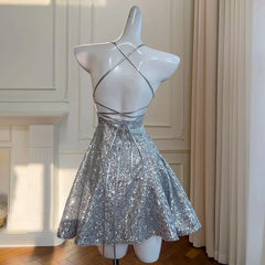 Lunivop Fashion Women's Hanging Straps Around The Neck Dress Sleeveless Bustier Sequin Female Party Dress New Tide