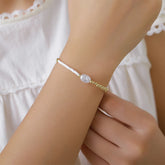 Lunivop Korean Trendy Simple Pearl Color Blocking Beaded Bracelet for Women Niche Design Hand Woven Bracelet Sweet Elegant Party Jewelry