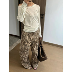 Lunivop Women's Camouflage Cargo Pants Baggy Vintage Y2k Parachute Pants Harajuku Oversize High Waist Wide Trousers 2000s Trashy Clothes