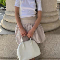 Lunivop High Waist Solid Color All Match Loose A-line Skirt Women Spring New Streetwear Fashion Pleated Casual Mini Skirt