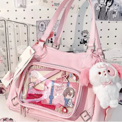 Lunivop Harajuku Pink Ita Bags Purse Women Lolita Shoulder Underarm Bag Ladies Japanese Transparent Large Capacity Handbag Y2k