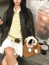 Lunivop Handheld Straddle Bags for Women New Cute Plush Versatile Bowknot Bag