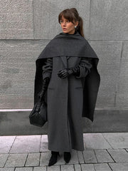 Lunivop Chic Scarf Turn-down Collar Women's Coats Casual Solid Long Sleeved Jackets For Woman Autumn Winter High Street Long Tops