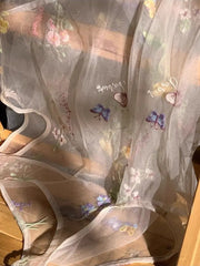 Lunivop Mesh Floral Embroidery Tank Dresses Fairycore Y2k Sweet Sleeveless Dress See Through Cover Up Shoujo Girl Aesthetic