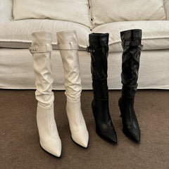 Lunivop Women Pointed Toe Thin High Boots High Heels Leather Chelsea Boots Shoes Fashion Party Shoes Pumps Sexy Walking Trend Goth Boots