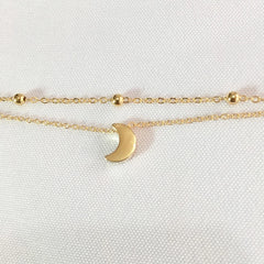 Lunivop New Trendy Boho Double Layered Moon Pendant Anklets for Women Niche Design Elegant Party Jewelry Girlfriend Gifts