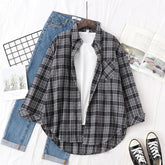 Lunivop Elegant Women's Plaid Shirt New Ladies Large Size Casual Loose Lapel Long Sleeve Blouse&Tops Female Lapel Checked Clothing