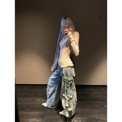 Lunivop Women's Vintage High Waist Vintage 90s Jeans Korean Baggy Blue High Street Style Pants Fashion Wide Leg Y2K Female Denim Trouser