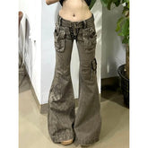 Lunivop Khaki Womens Jeans High Waist Vintage Straight Winter Y2K Classic Denim Pants Streetwear American Wide Leg Baggy Denim Trouser