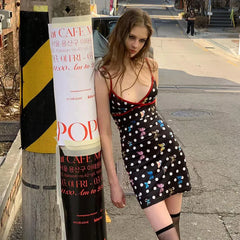 Lunivop Millennial Summer New Women Sexy Deep V Halter Print Slim-Fit Fanny Pack Hip Vintage Feminine Dress Party Clubwear Fashion Drees