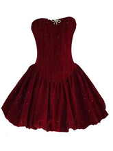 Lunivop French Women's Velvet Lace-up Dresses Strapless High Waist Sleeveless Slim Elegant Dress Female Autumn