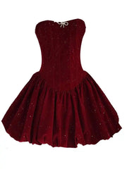 Lunivop French Women's Velvet Lace-up Dresses Strapless High Waist Sleeveless Slim Elegant Dress Female Autumn