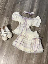 Lunivop Summer Sweet Puff Sleeve Slim Fit Floral Top for Women+ Y2k High Waist Lace Bow Cake Skirts New Two Piece Sets