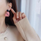 Lunivop New Fashion Personality Suturing Pink Broken Heart Earrings for Women Niche Design Acrylic Studs Sweet Cool Party Jewelry Gifts