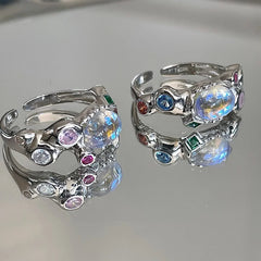 Lunivop Y2K Shine Rings Crystal Silver Color Rings For Women Cute Remetic Geometric Ring Trendy Fashion Jewelry