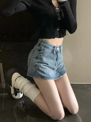 Lunivop Summer High-Waisted Vintage Women Denim Short Skirt Small New Slim Sexy Korea Fashion Girl Cute Street A-line Mini Jeans Pants