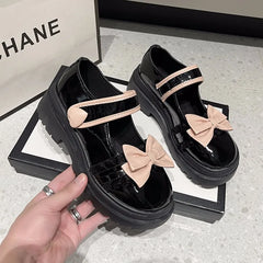 Lunivop Round Toe Thick Sole JK Lolita Mary Jane Shoes for Women Fashion Bowknot Cute Sweet Simple Comfortable Versatile Casual Loafers