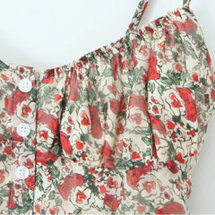 Lunivop Summer Ruched Chest Flower Print Backless Sling Dress Holiday Woman Adjust Spaghetti Strap Dresses Beach Holiday Robe Vestidos