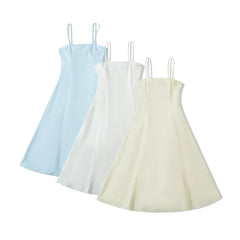 Lunivop Sexy Solid color Slash Collar Corset Style Sling Dress Women Slim Waist A-Lined Swing Midi Long Dresses Summer Robe
