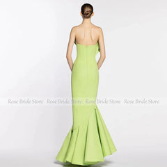 Lunivop Pretty Green Elegant Birthday Party Dresses Spandex Pleat Ruffles Formal Dress Column Asymmetrical Formal Dress Women Elegant