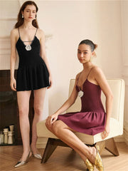 Lunivop Summer Floral Knit Mini Dress Women V-Neck Backless High Waist Spaghetti Slim Elegant Party Dress Female Bodycon Dress