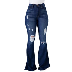 Lunivop Autumn Skinny Woman Jeans Flared Pants with High Waist Ripped Jeans for Knees Distressed Denim Female Pockets Cargo Black Pants