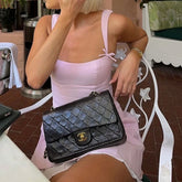 Lunivop Sexy Spaghetti Straps Black Pink Mini Dress Women Pleated Hem Patchwork A-line Slim Summer Dresses Party Robe