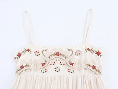Lunivop summer new women's casual fashion simple and comfortable French cotton embroidered bud suspender dress