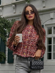 Lunivop Elegant Knitting Woolen Short Jacket Woman Chic O-neck Single Breasted Jackets Female Autumn Fashion New Office Outwear Tops