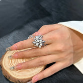 Lunivop New Fashion Geometric Irregular Stainless Steel Pearl Rings for Women Retro Versatile Open Adjustable Rings Party Jewelry Gift