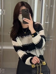 Lunivop Ripped Knit Sweater for Women Pullovers Sheer Hollow Out Cozy Distressed Sweater Jumper Teen-girl Y2K Grunge Outfit