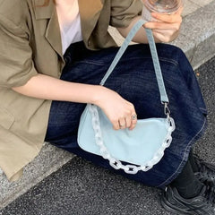 Lunivop Harajuku Blue Underarm Bag Purse Women Hot Girls Nylon Chic Casual Shoulder Bags Female Retro Summer Y2k Handbag New