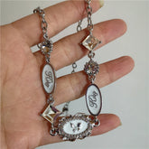 Lunivop New Trend Vintage Punk Silver Color Butterfly Crystal Necklace Hip Hop Jewelry For Women Men Unisex Fashion Charm Statement Gift