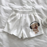 Lunivop Y2k Loose Women's Shorts High Waist Star Fun Kitten Print Summer Harajuku Fashion Sports Sweatpants Beach Y2K Clothing