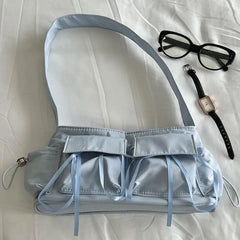 Lunivop Nylon Blue Shoulder Bags Purse Women New Hot Girls Pocket Chic Casual Handbag Female Harajuku Aesthetic Underarm Bag Y2k