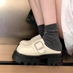 Lunivop Autumn Platform Women Toe-cap Half Slippers Solid Non-slip Shoes for Women Slippers Fashion Buckle Slip-on Women Slippers