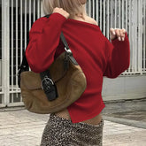 Lunivop BKLD Trendy Casual Women Pullover Diagonal Collar Full Sleeve Irregular Off Shoulder Ruched Solid Color T-shirt Autumn Wear