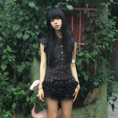 Lunivop Y2k Vintage Shirt Women Ruffled Sleeveless Blouse And Shirt 2000s Japanese Grunge Tops American Retro Tank Tops E-girls