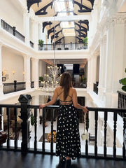 Lunivop Retro Polka Dot Backless Halter Neck Women Dress Chic Sleeveless High Waist Lace Up Maxi Dresses Lady Holiday Street Wears